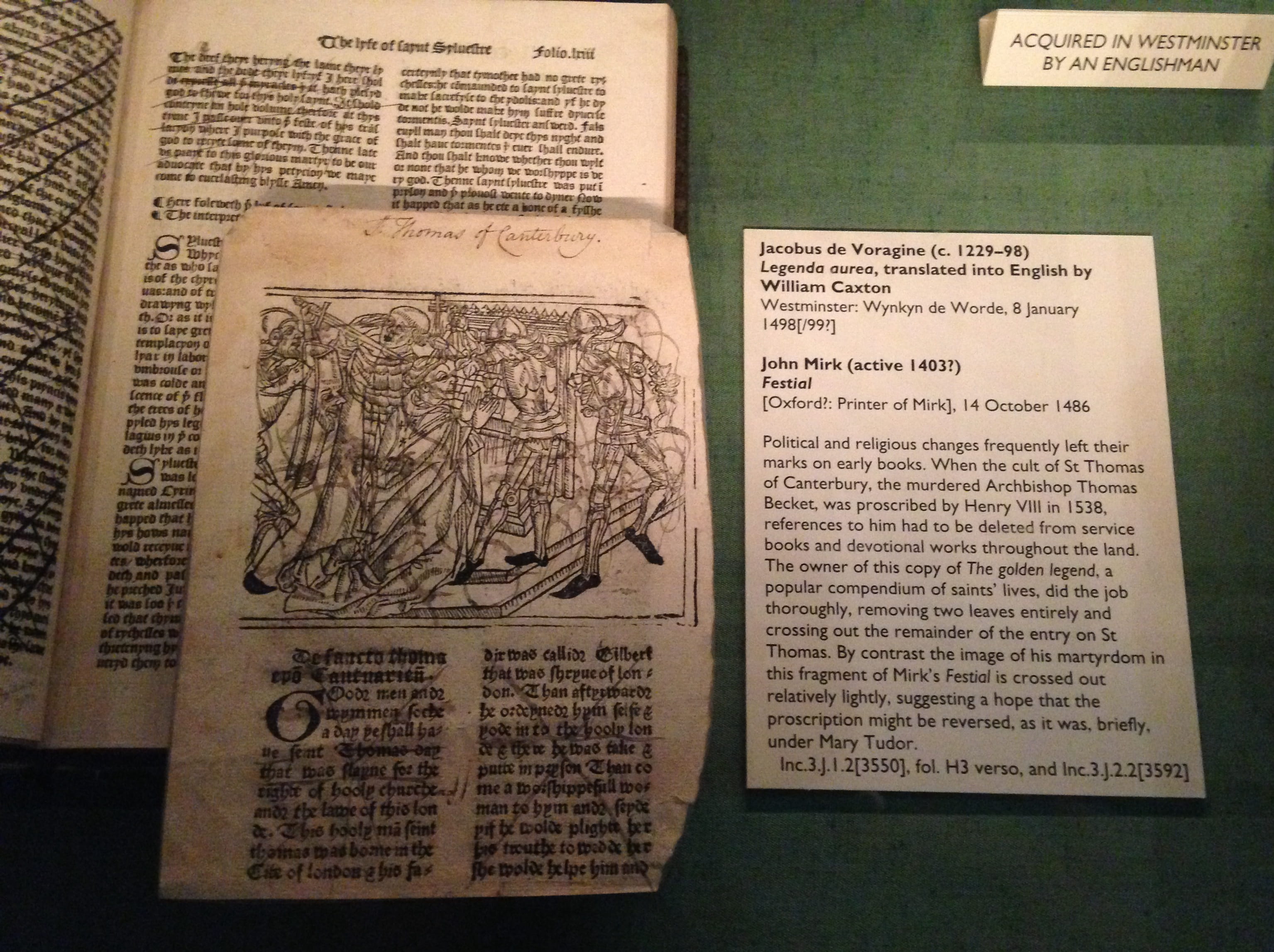 A defaced woodcut of Thomas Becket. Cambridge University Library. Photo by M. McMahon.