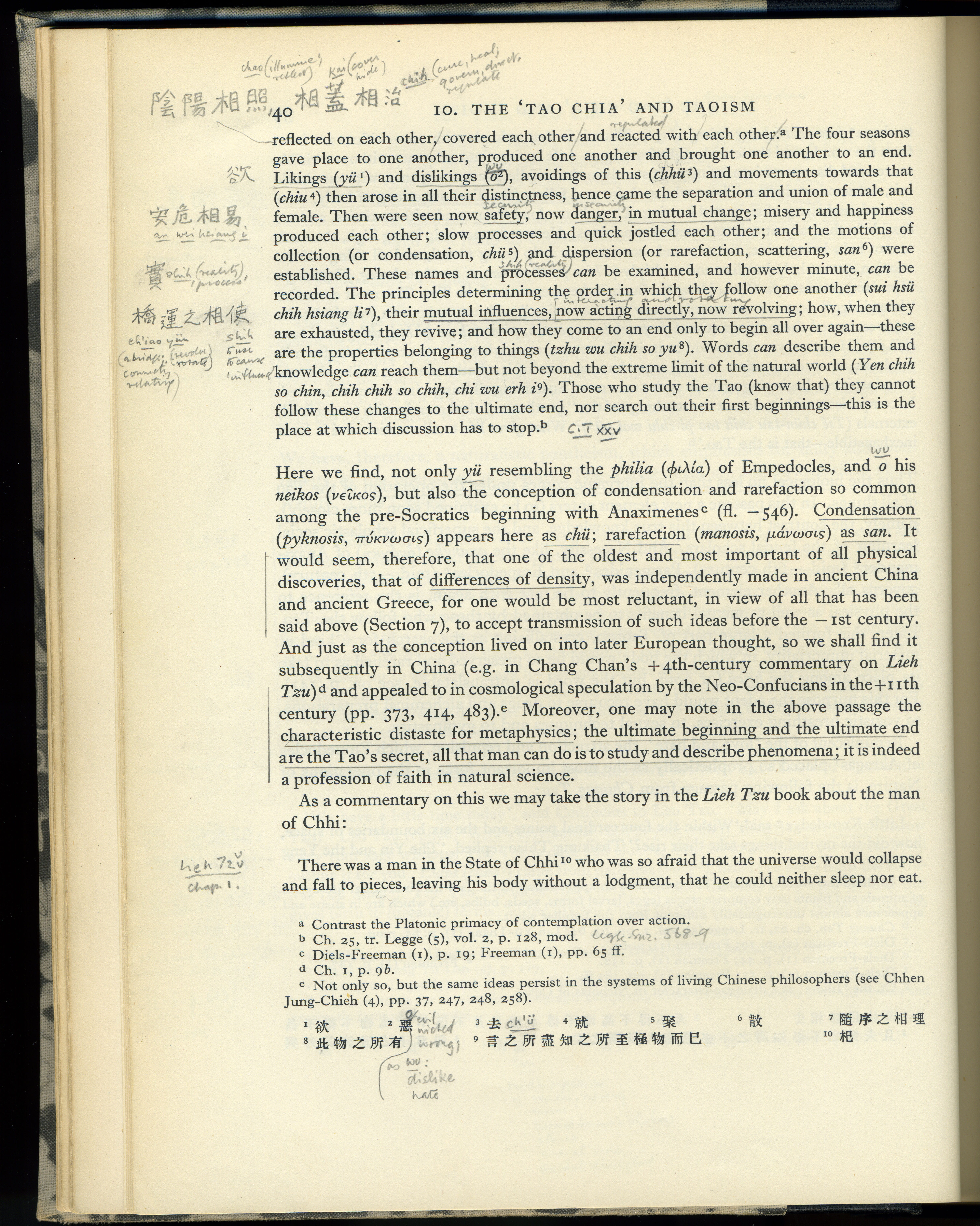 Annotations from Mai-mai Sze’s copy of Science and Civilisation in China, volume 2.