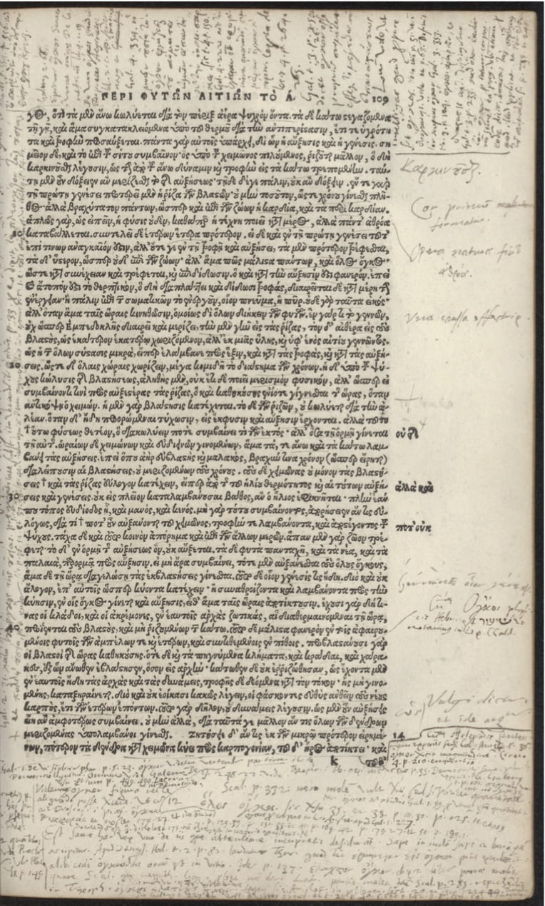 Casaubon’s scattered marginal notes. By permission of the Special Collections of the University of Amsterdam. Shelf mark: OTM: Hs VII D17. 