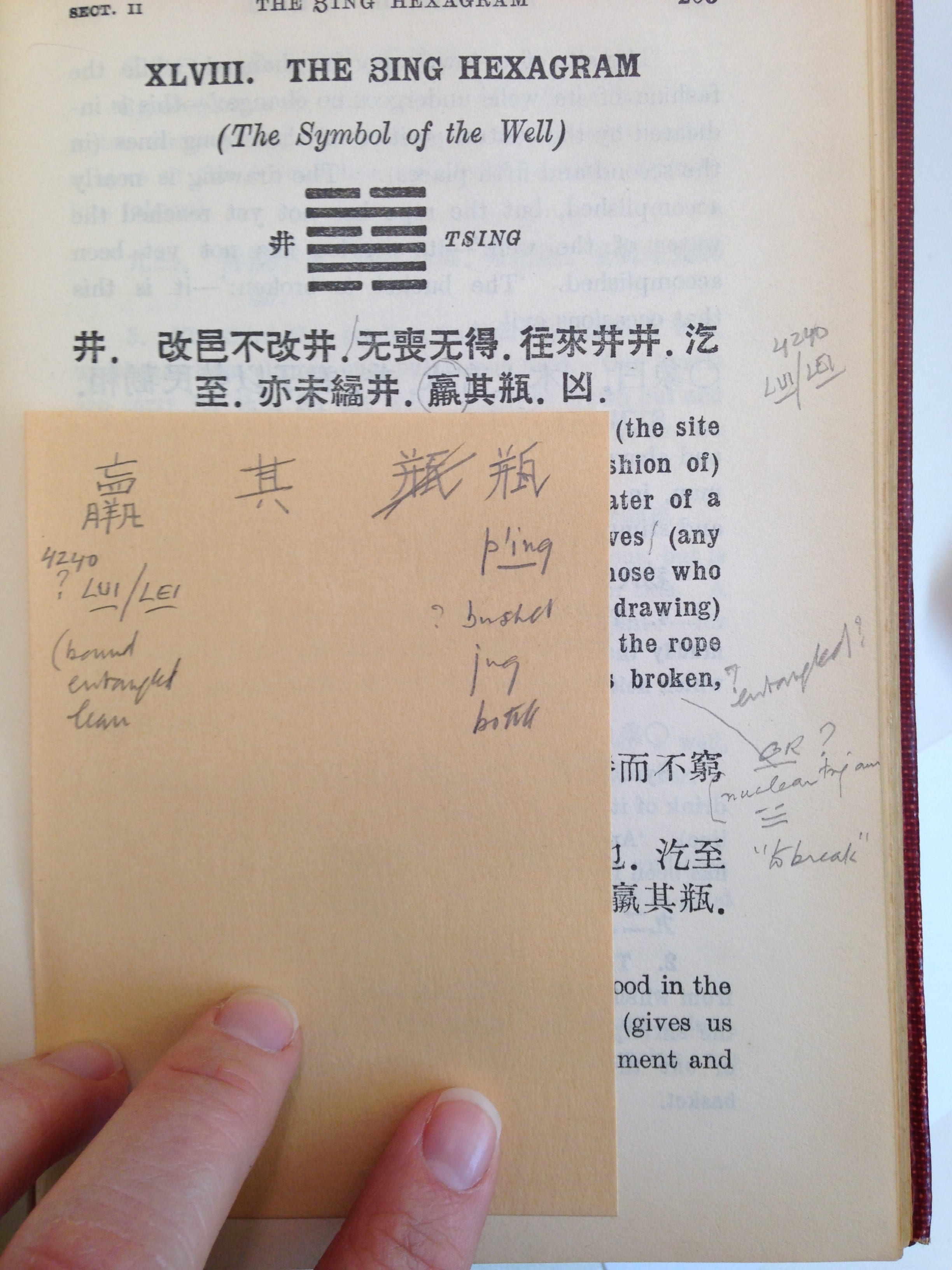 Annotations and inserts in Mai-mai Sze’s copy of the Z.D. Sung translation of the I Ching. New York Society Library, Sharaff/Sze Collection.