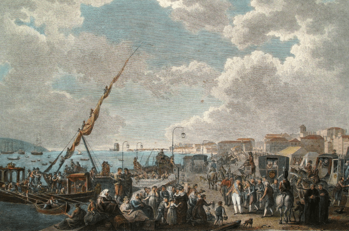 Departure_of_H.R.H._the_Prince_Regent_of_Portugal_for_the_Brazils_(Campaigns_of_the_British_Army_in_Portugal,_London,_1812)_-_Henry_L'Evêque,_F._Bartollozzi