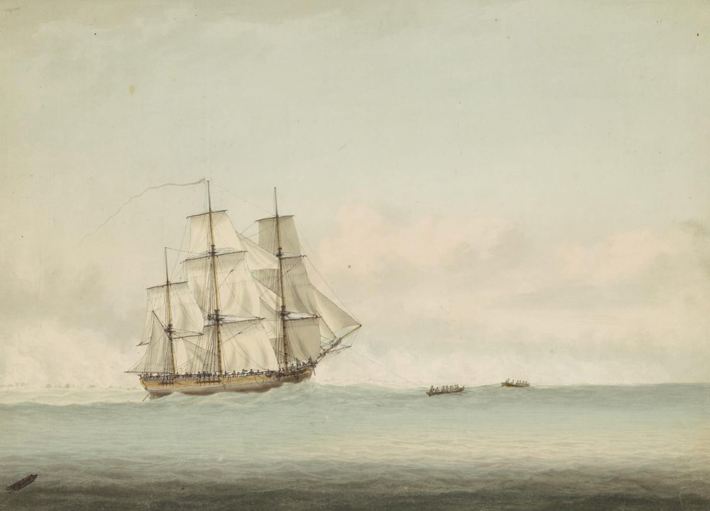HMS_Endeavour_off_the_coast_of_New_Holland,_by_Samuel_Atkins_c.1794